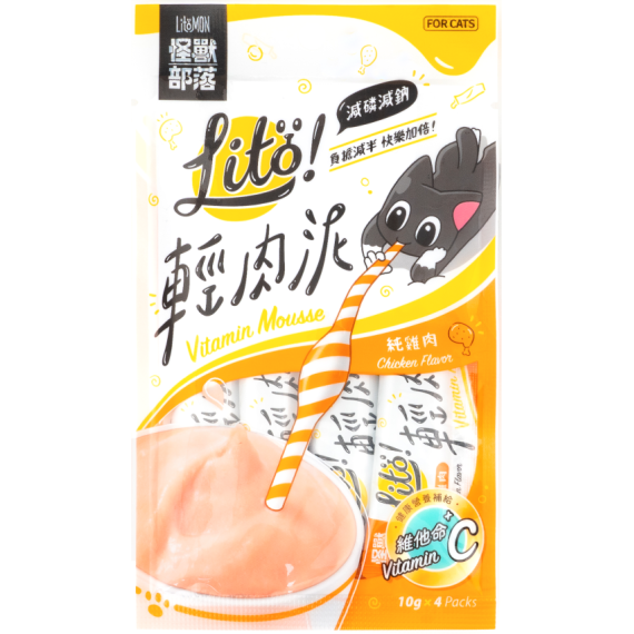 怪獸部落 LITÖ! 輕肉泥 [維他命C添加] 純雞肉 10g×4條 (C347)